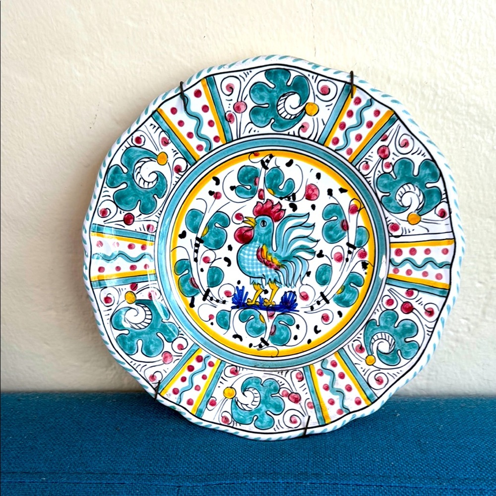 Vintage Deruta Orvieto ceramic rooster wall plate